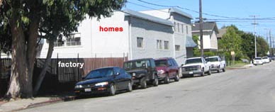 residences, homes neighboring fiberglass factory